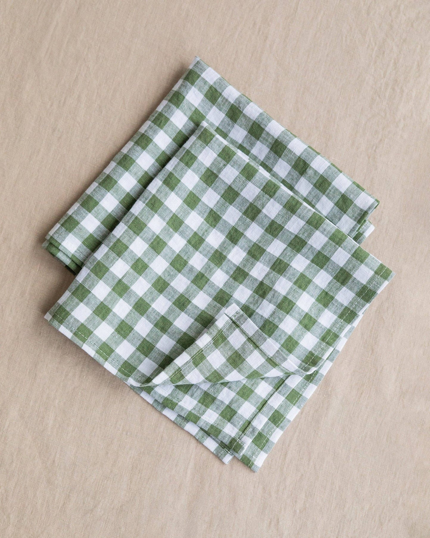 MagicLinen - Set of 2 Forest Green Gingham Linen Napkin