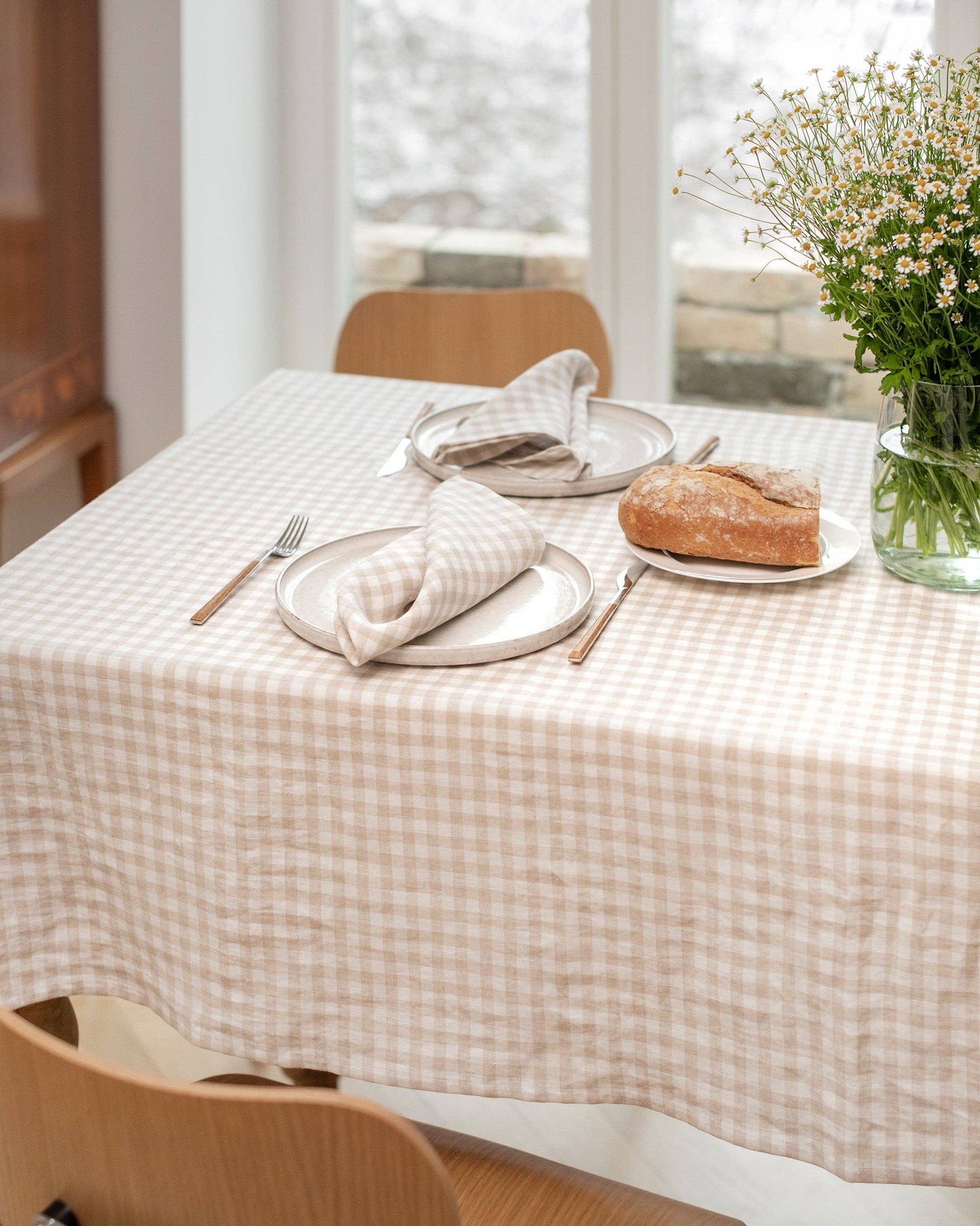 MagicLinen - Set of 2 Natural Gingham Linen Napkin