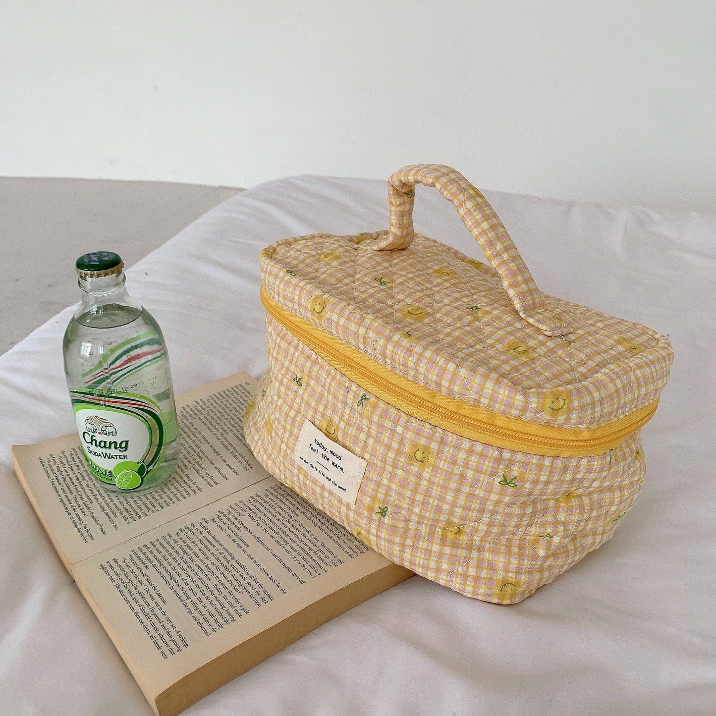 Floral Large Cosmetic Bag Storage Bag: SMILE
