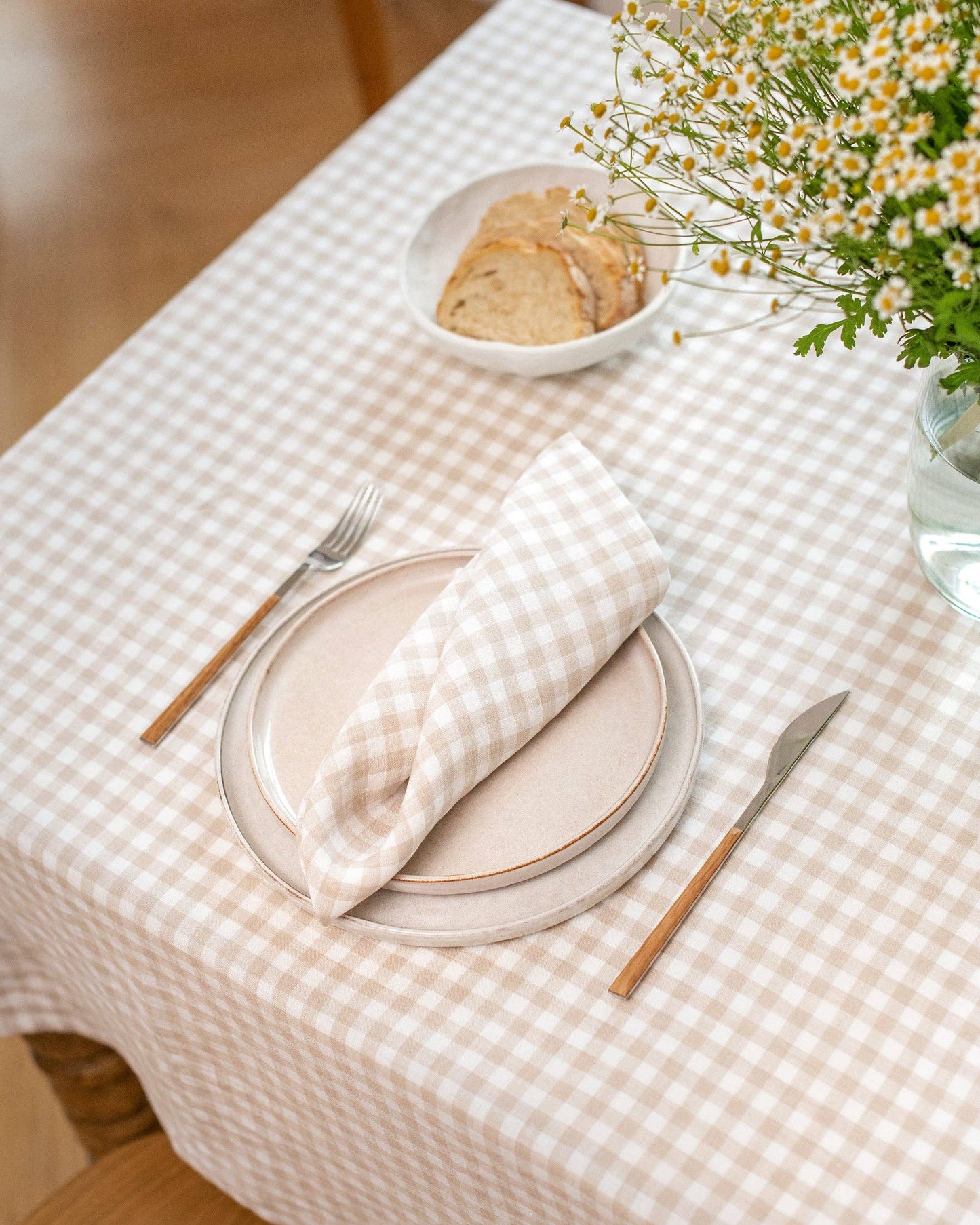 MagicLinen - Set of 2 Natural Gingham Linen Napkin