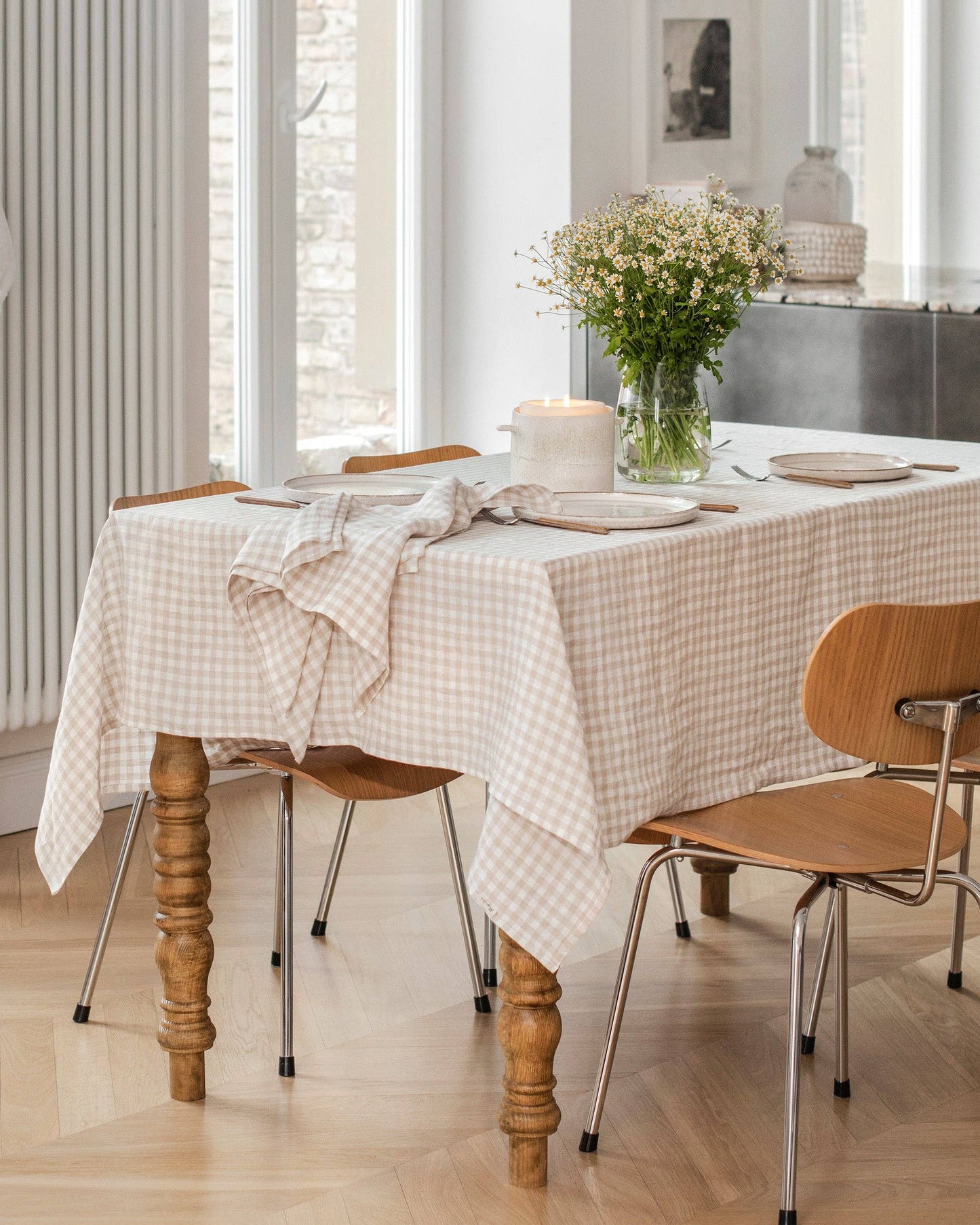 MagicLinen - Set of 2 Natural Gingham Linen Napkin