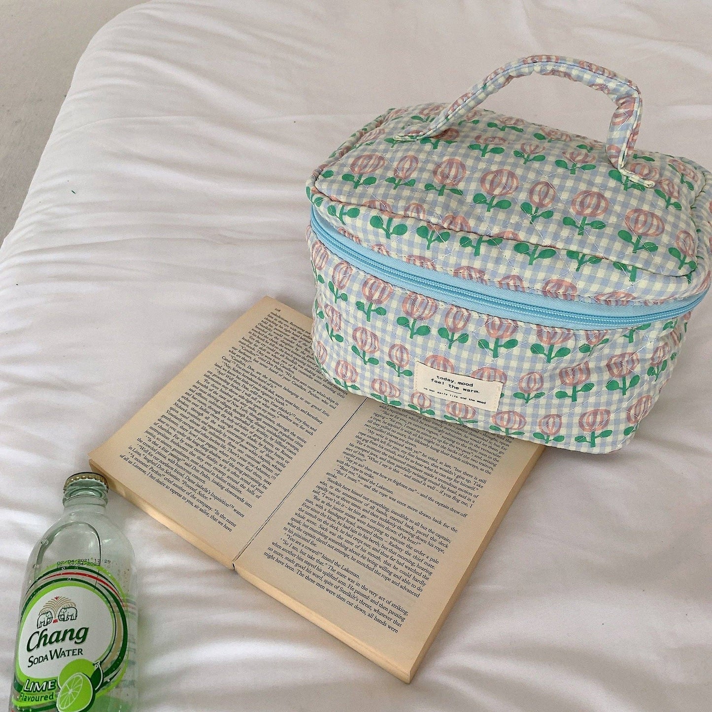 Floral Large Cosmetic Bag Storage Bag: SMILE