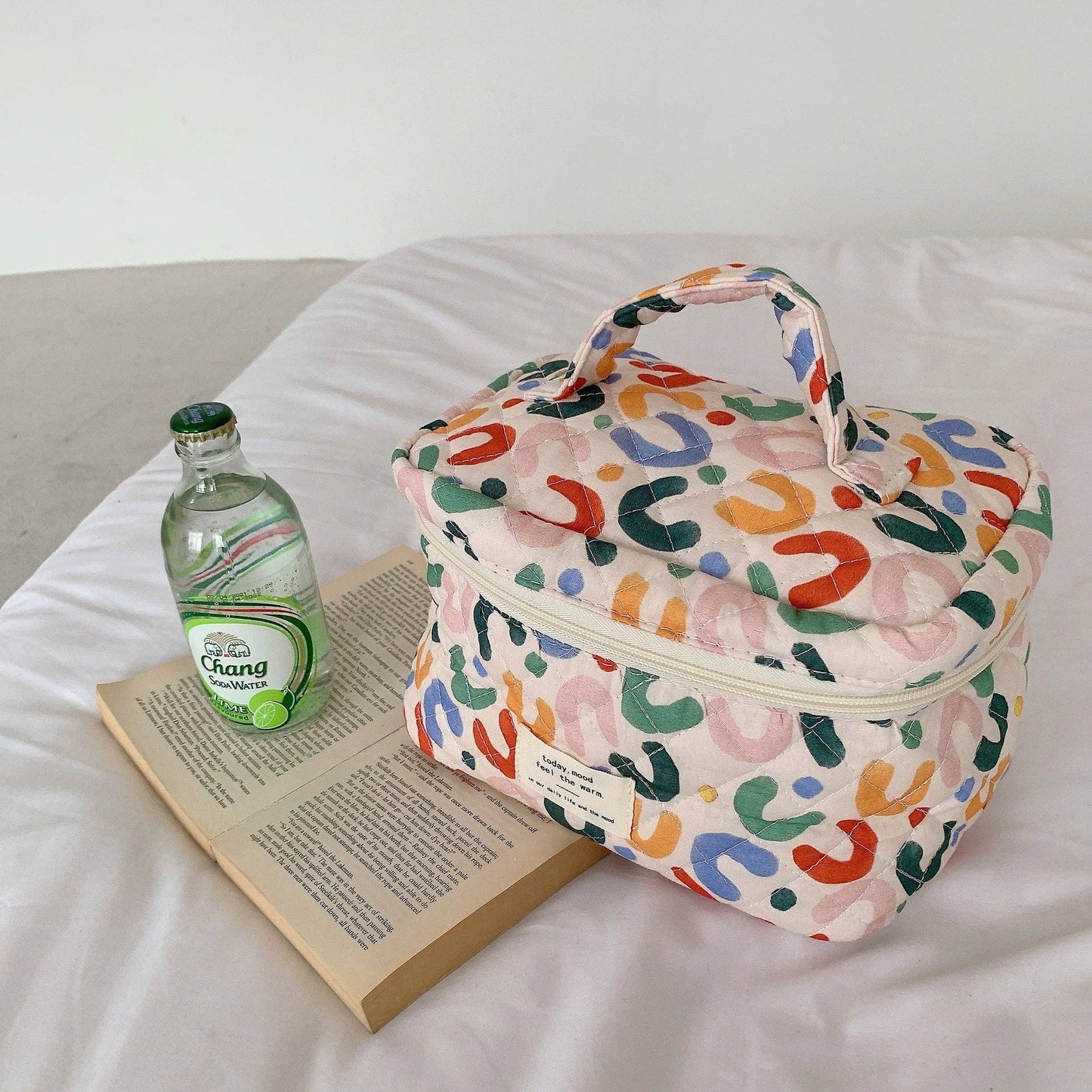 Floral Large Cosmetic Bag Storage Bag: SMILE