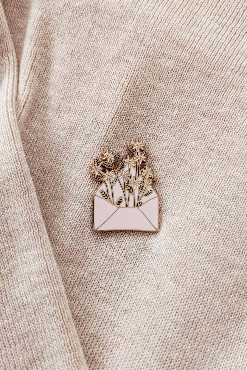 Letter full of flowers Enamel pin