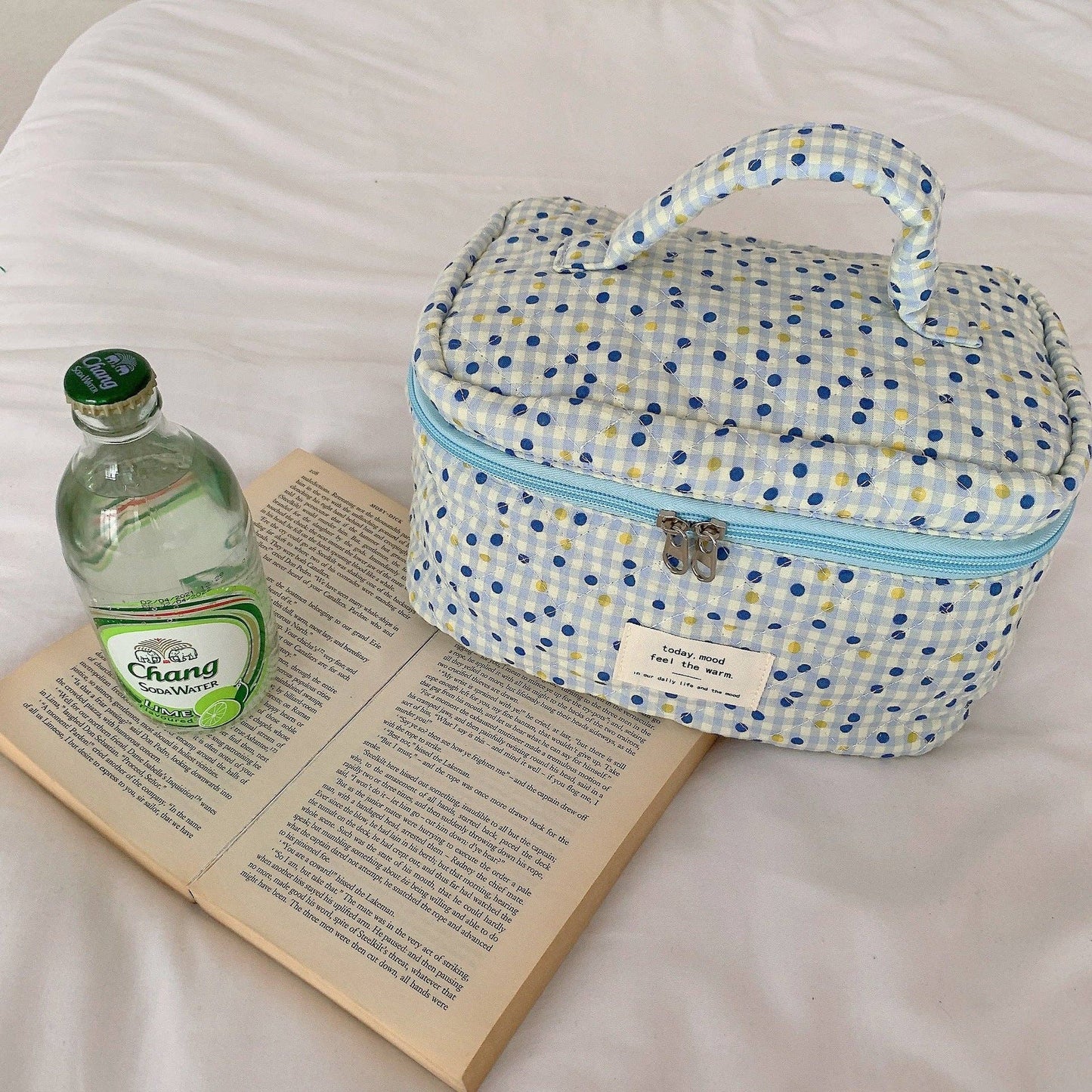 Floral Large Cosmetic Bag Storage Bag: SMILE