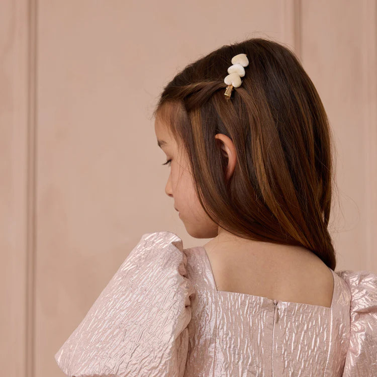 Velvet Heart Clips - Natural
