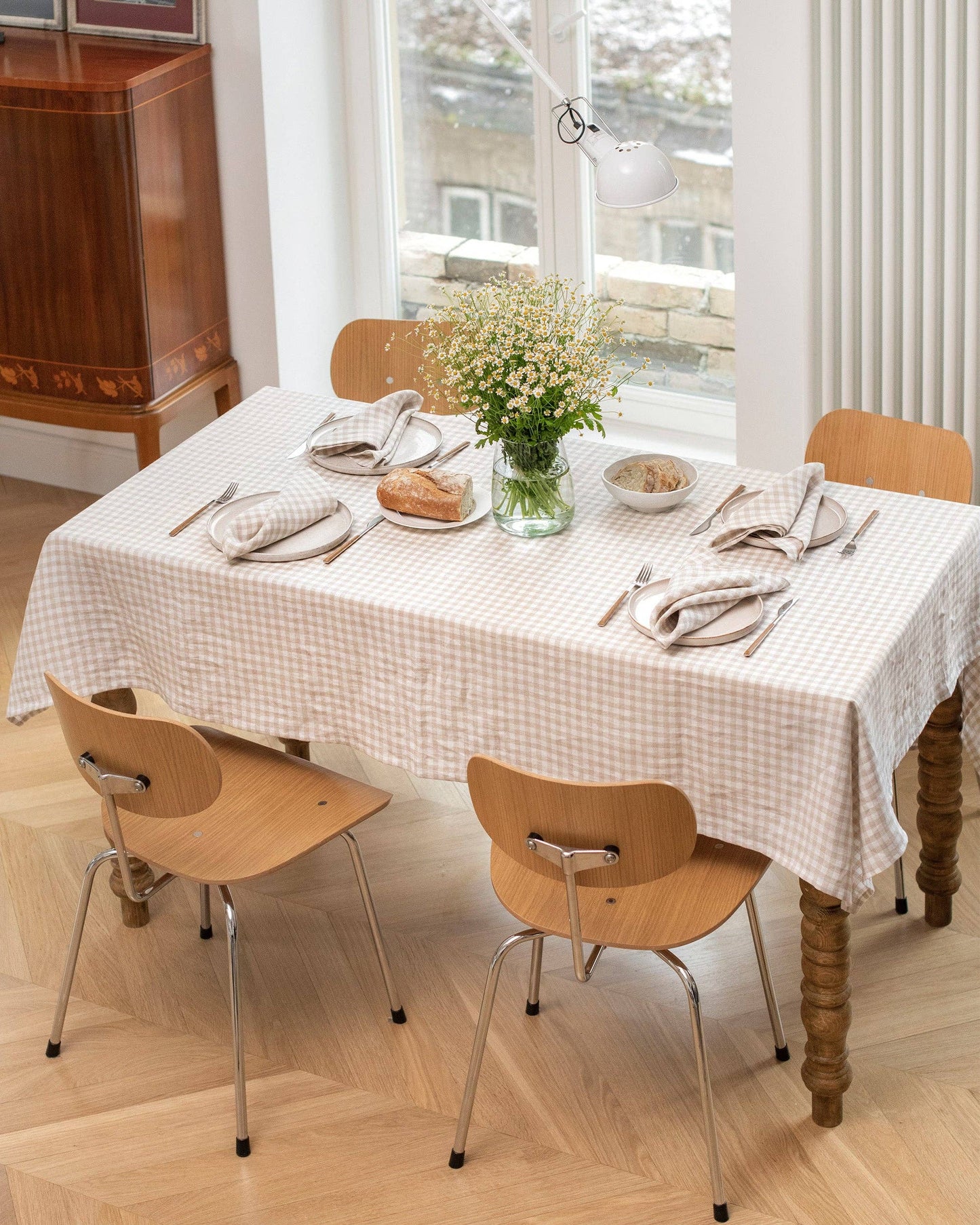 MagicLinen - Set of 2 Natural Gingham Linen Napkin
