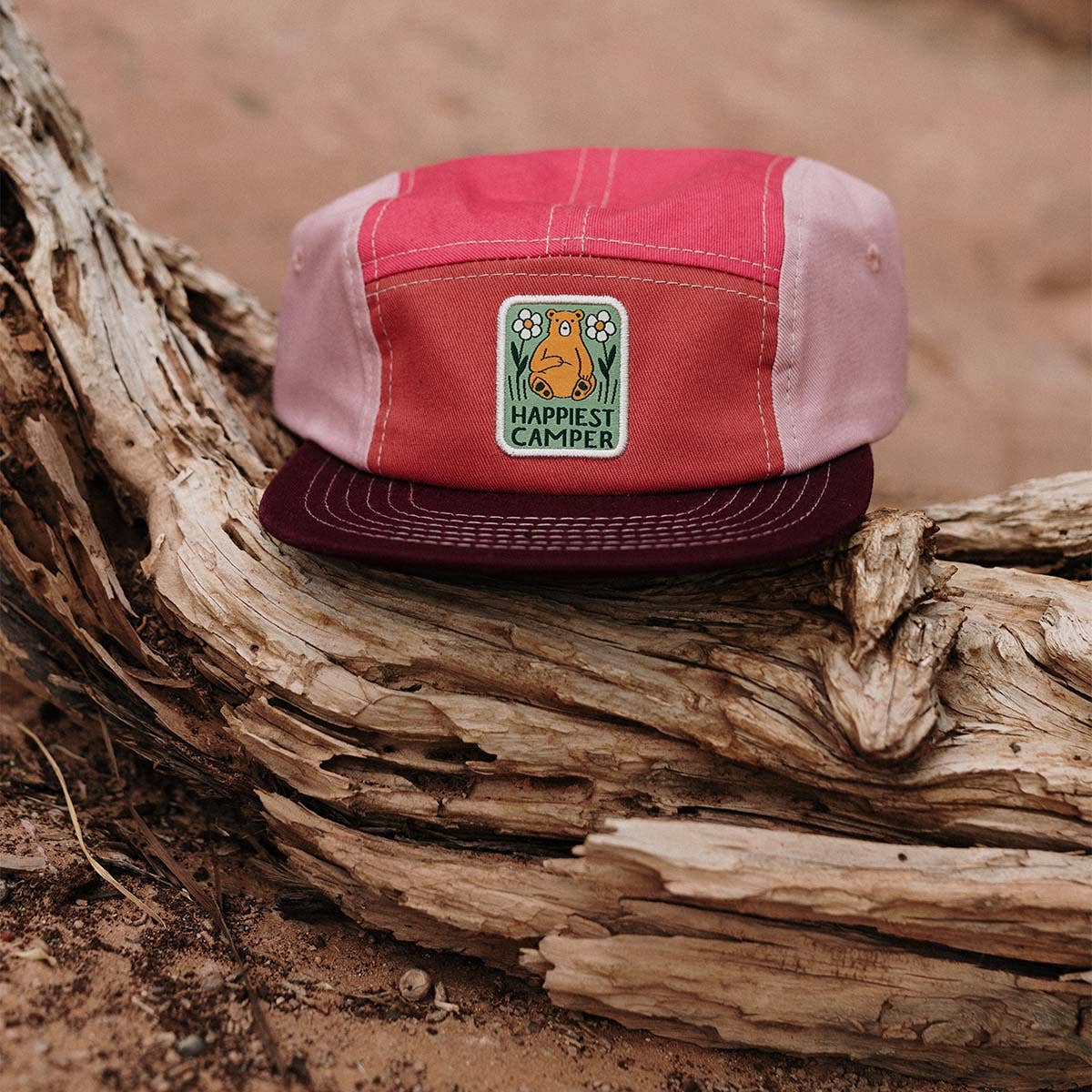Happiest Camper Bear Baby & Kids Hat: Youth / Pink
