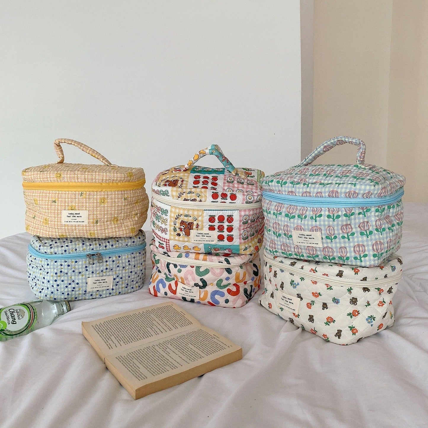 Floral Large Cosmetic Bag Storage Bag: SMILE