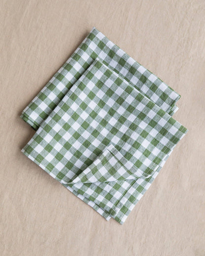 MagicLinen - Set of 2 Forest Green Gingham Linen Napkin
