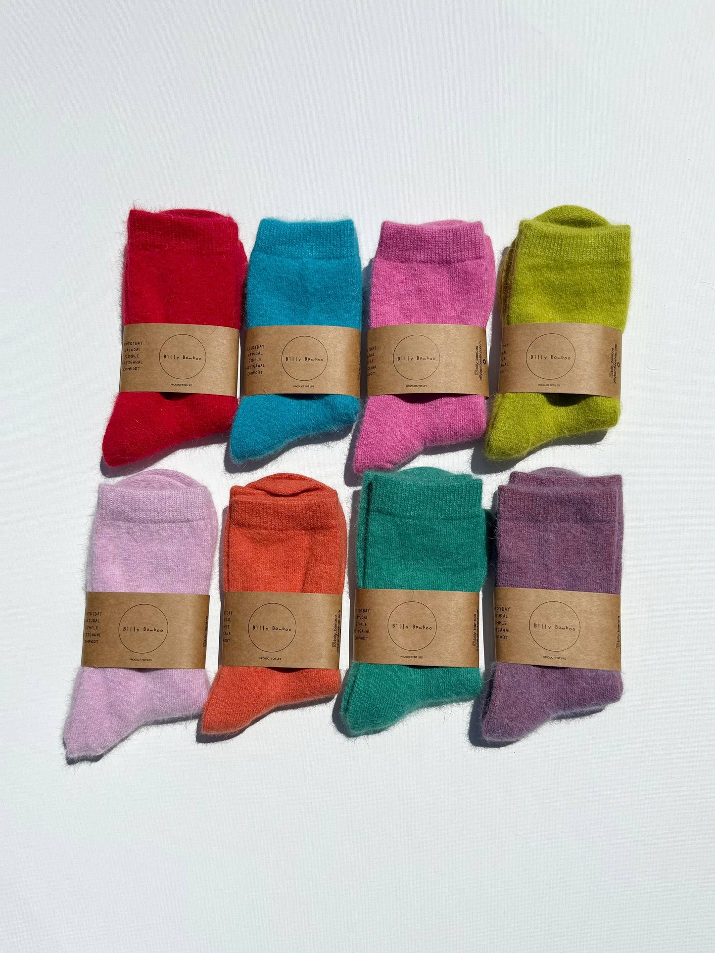 FLUFFY ANGORA SOCKS - crystal bright: Violet Jade