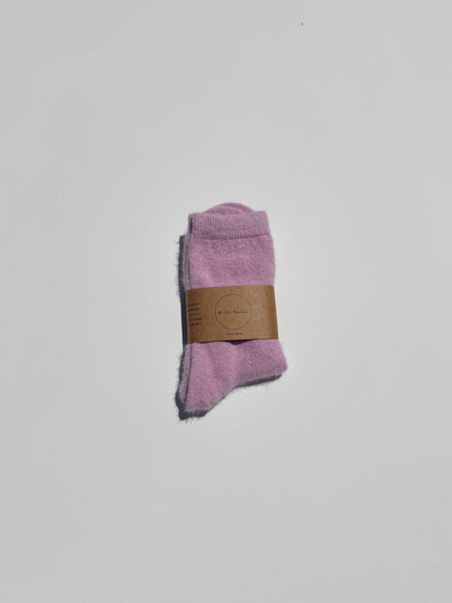 FLUFFY ANGORA SOCKS - crystal bright: Pink ruby