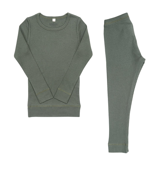 Loungewear Top + Bottoms - Forest Green
