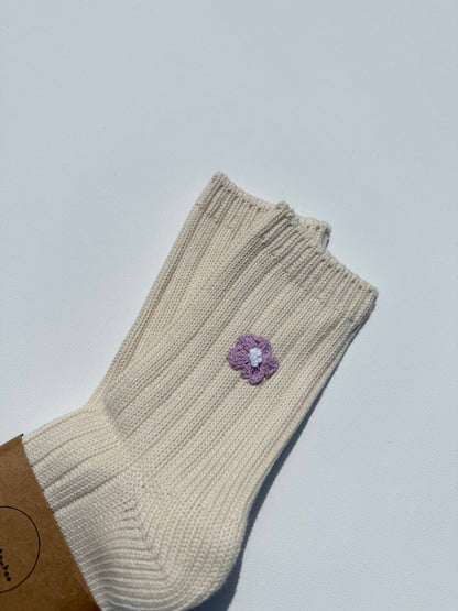 CROCHET HAPPY FLOWER SOCKS: Clementine 🍊 / Ankle socks