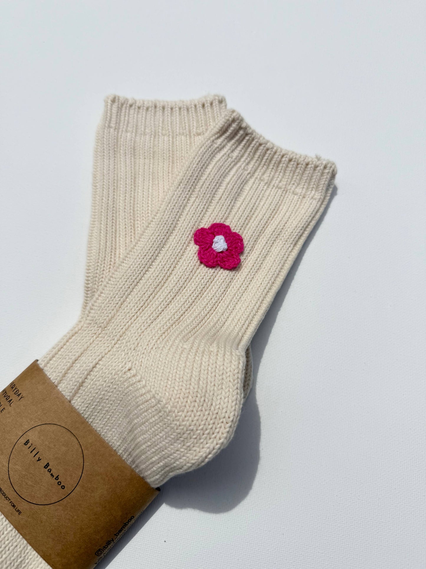 CROCHET HAPPY FLOWER SOCKS: Clementine 🍊 / Ankle socks