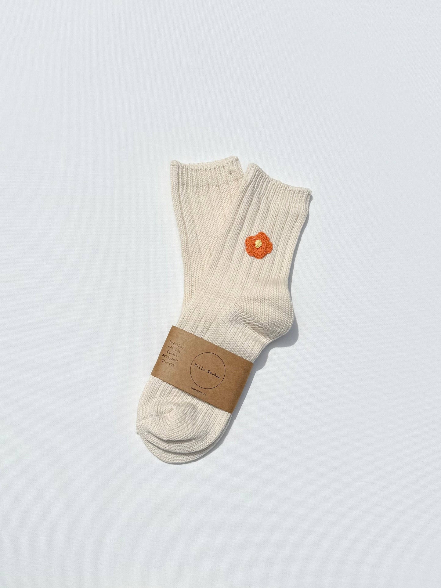 CROCHET HAPPY FLOWER SOCKS: Lavender / Ankle socks