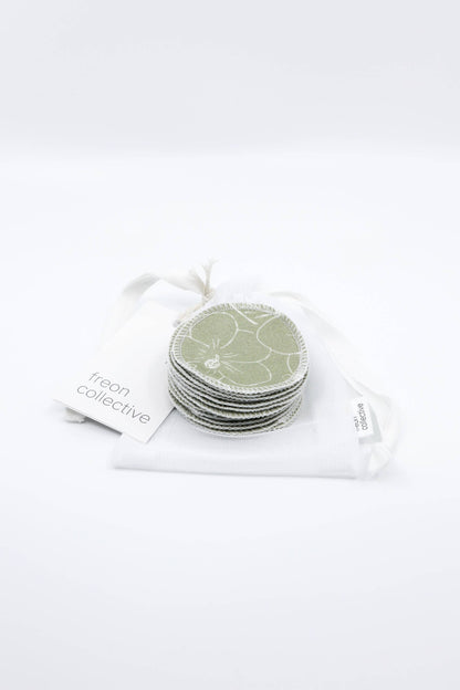 Organic Cotton Rounds - Olive Florals