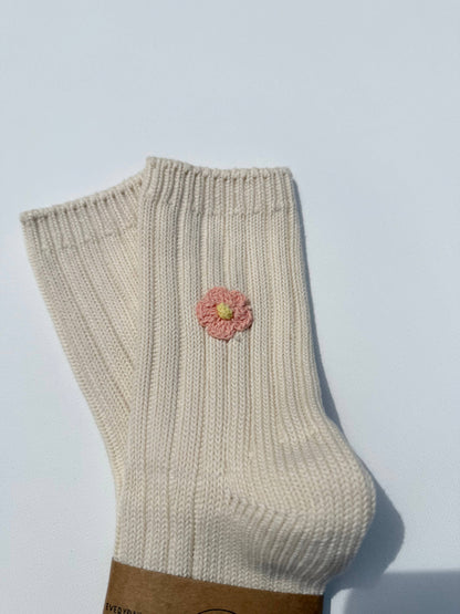 CROCHET HAPPY FLOWER SOCKS: Clementine 🍊 / Ankle socks