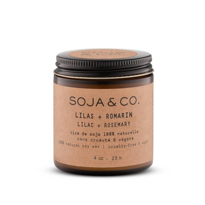 Soy Wax Candle | Lilac + Rosemary: 8oz - Cotton Wick