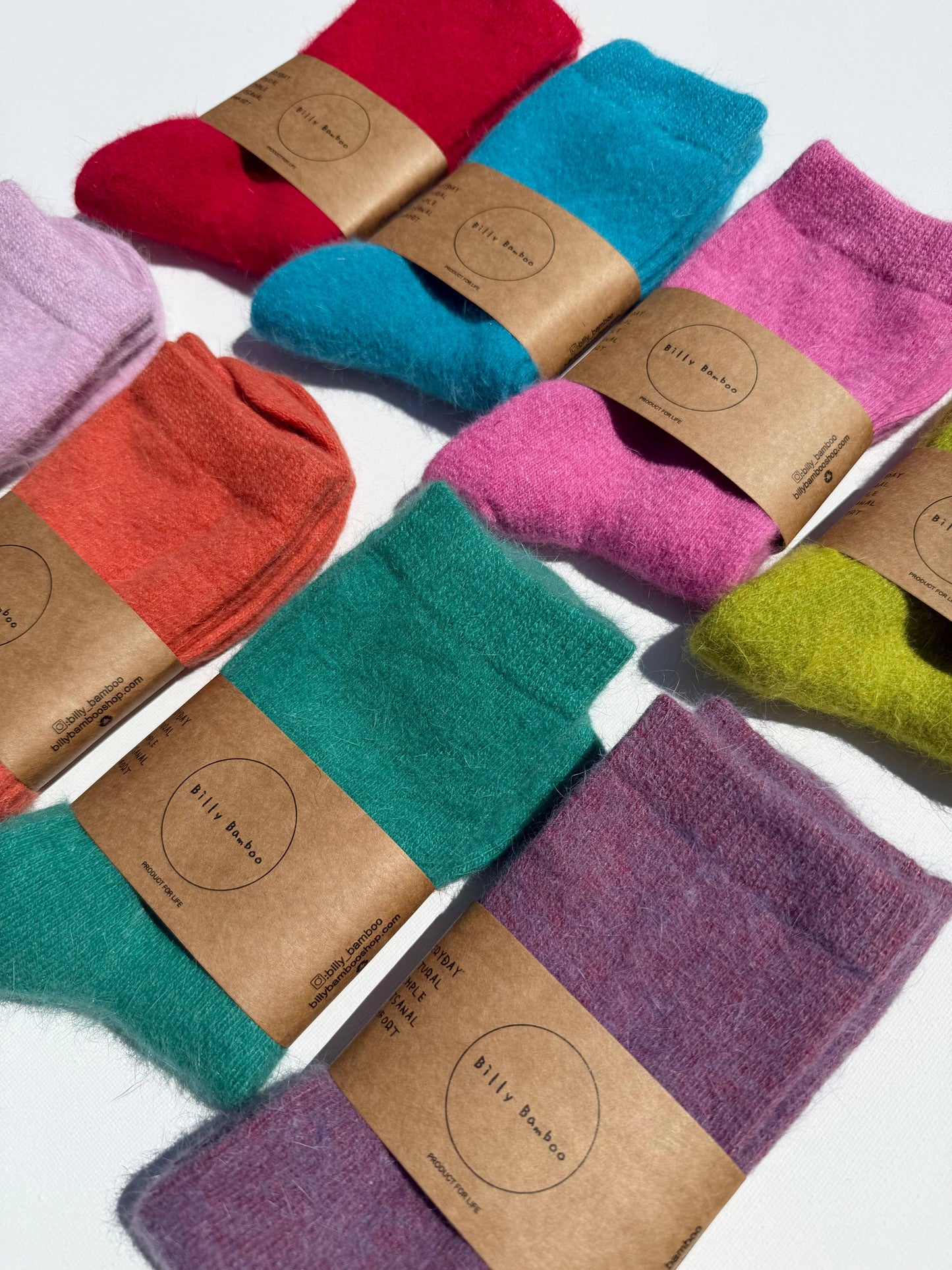 FLUFFY ANGORA SOCKS - crystal bright: Violet Jade