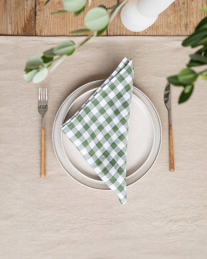 MagicLinen - Set of 2 Forest Green Gingham Linen Napkin