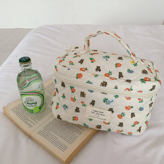 Floral Large Cosmetic Bag Storage Bag: BEAR