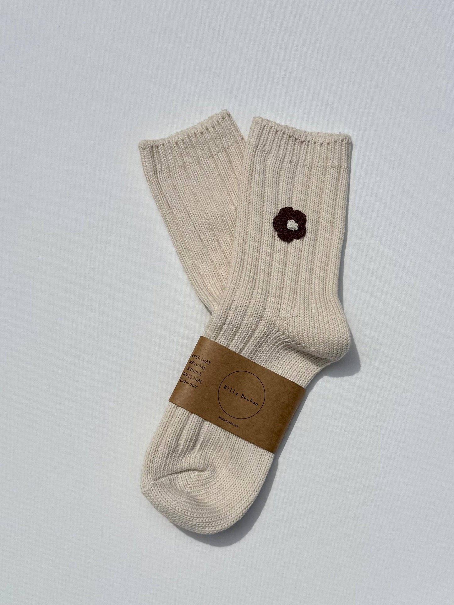 CROCHET HAPPY FLOWER SOCKS: Lavender / Ankle socks