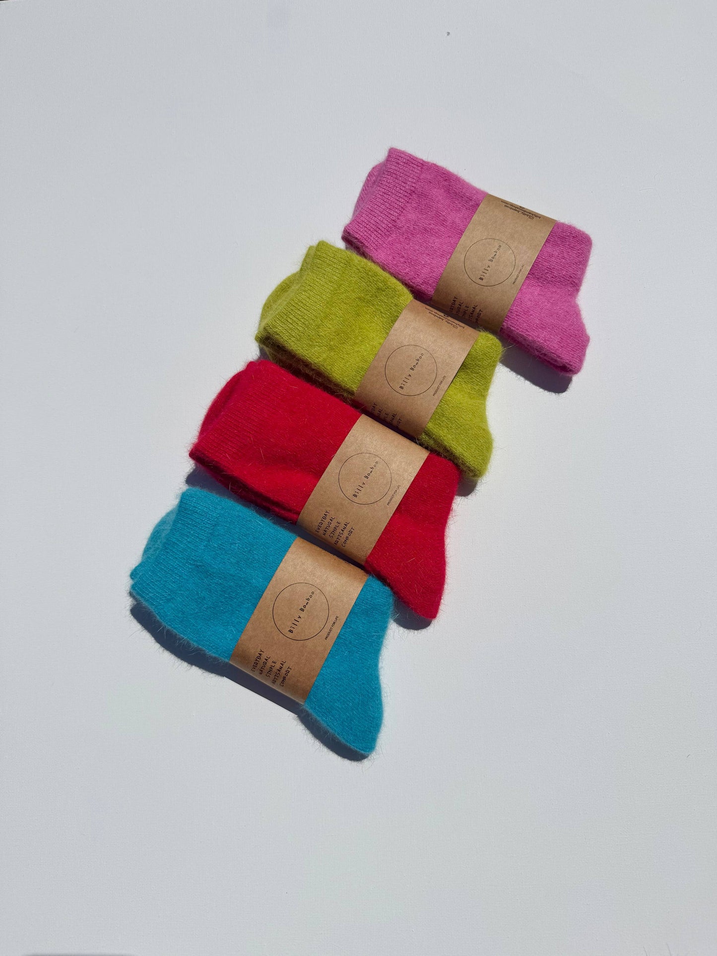 FLUFFY ANGORA SOCKS - crystal bright: Pink ruby