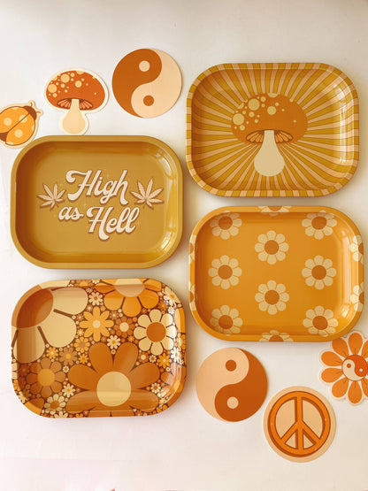 70's Floral Metal Tray
