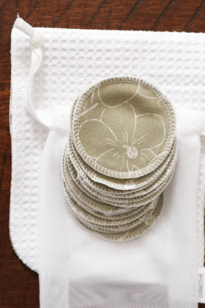Organic Cotton Rounds - Olive Florals