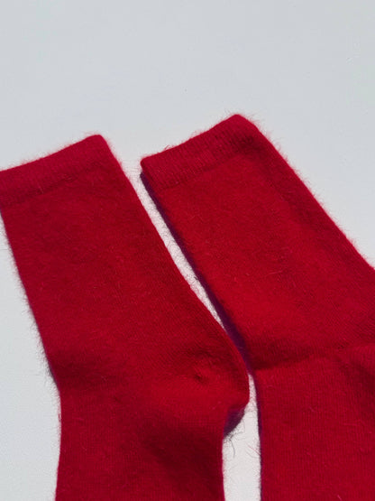 FLUFFY ANGORA SOCKS - crystal bright: Pink ruby