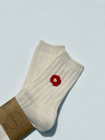 CROCHET HAPPY FLOWER SOCKS: Lavender / Ankle socks