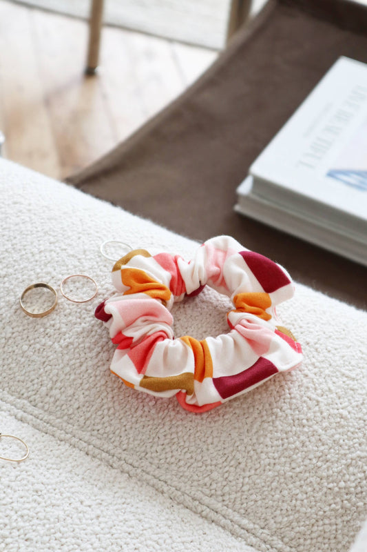 Organic Cotton Hair Scrunchie - Retro Grid